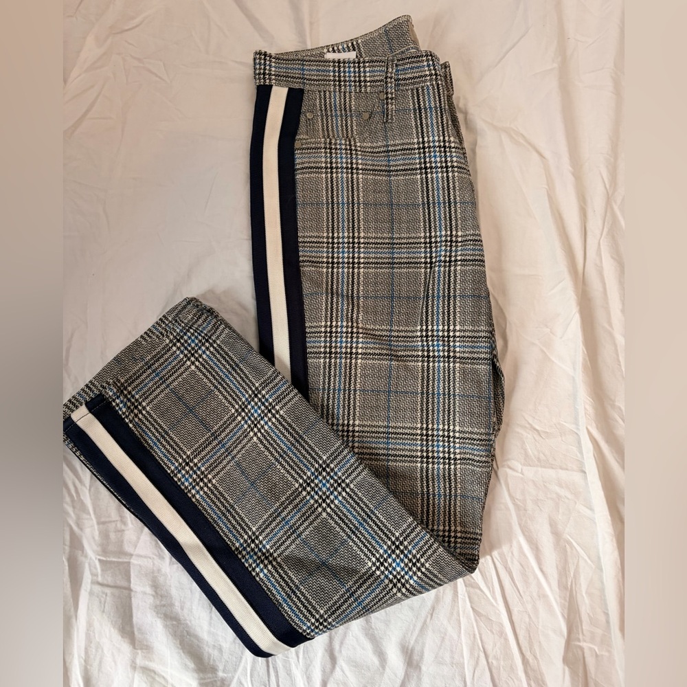 Mother Plaid Pants with Stripe